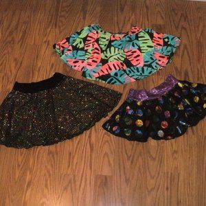 THREE dance ballet ice skating SKIRTS ~ Metallic ~ Bold Tropical  ~ Velvet sz M